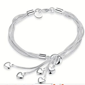 Chic Hobo Silver Tai Chi Tassel Pendent Heart Charm Bracelet